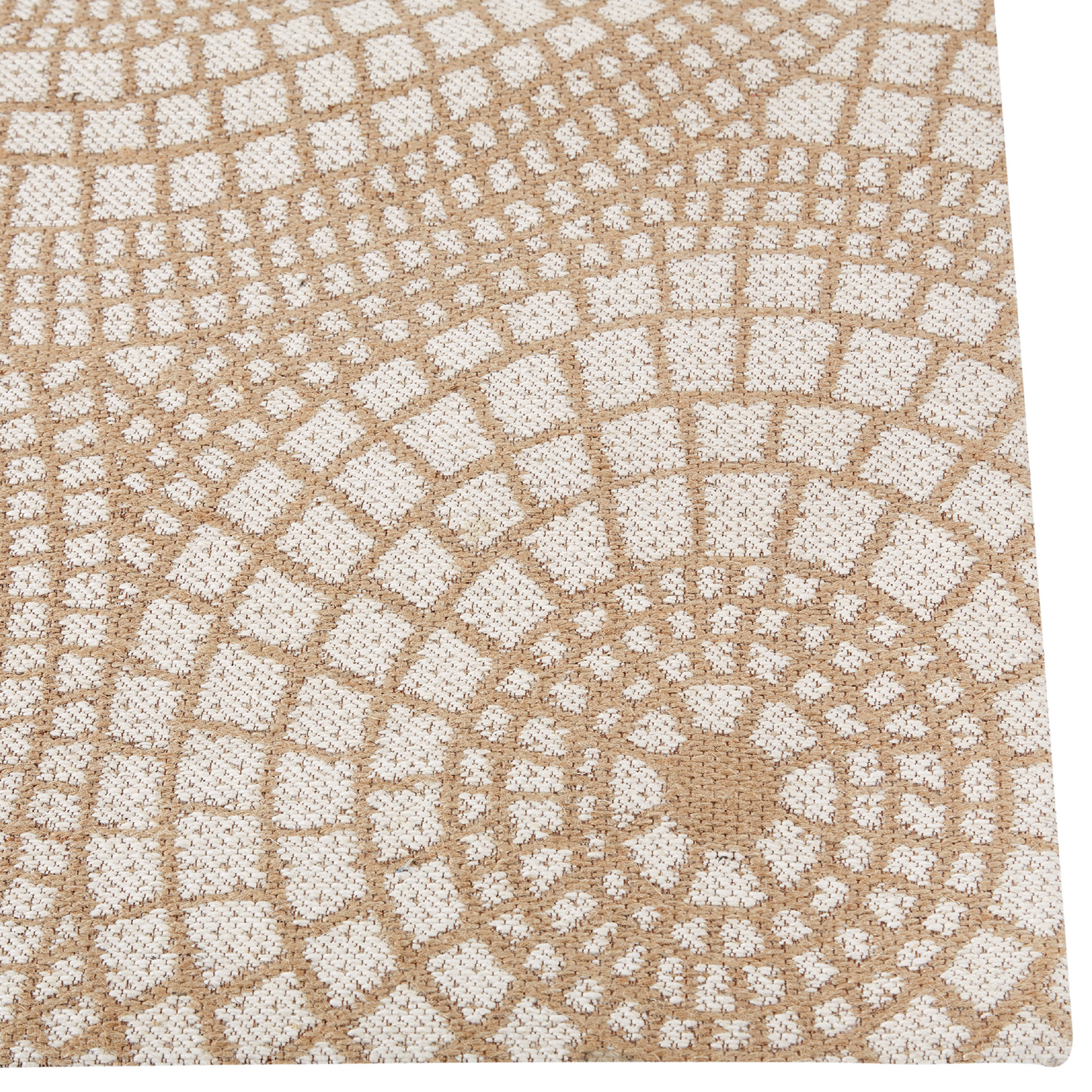 Jute Area Rug 80 x 150cm Beige White Geometric Flat Weave Boho