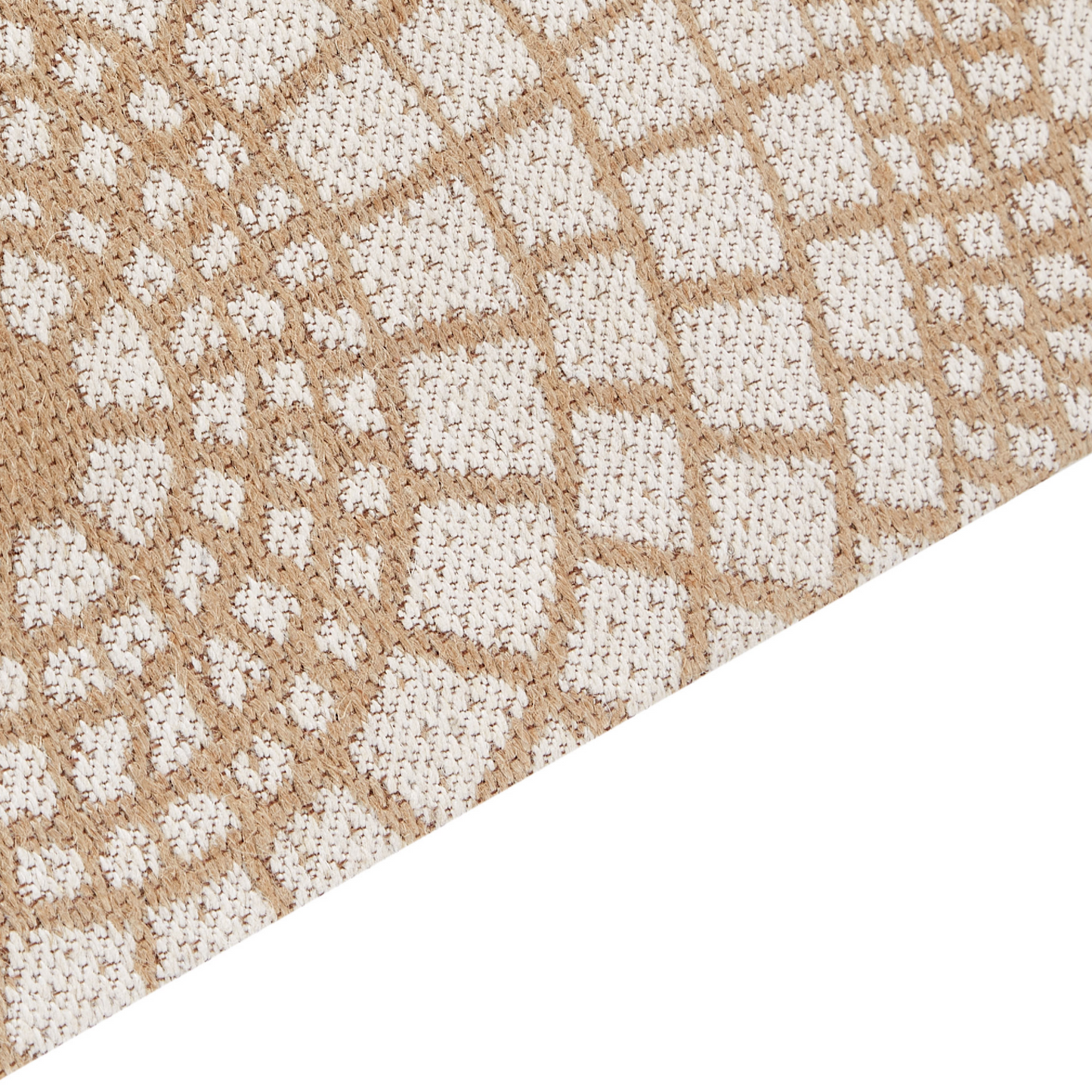 Jute Area Rug 80 x 150cm Beige White Geometric Flat Weave Boho