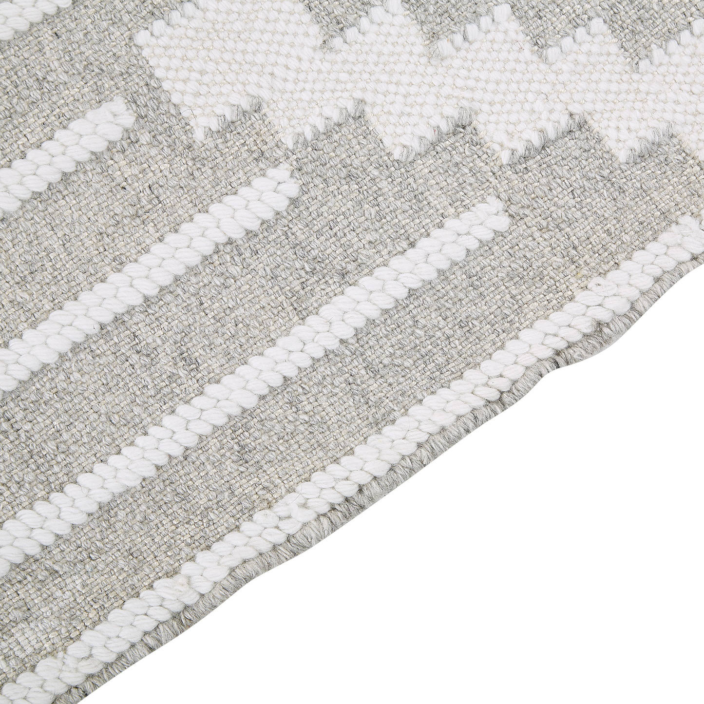 Indian Style Grey White Area Rug 80 x 150 Tassels