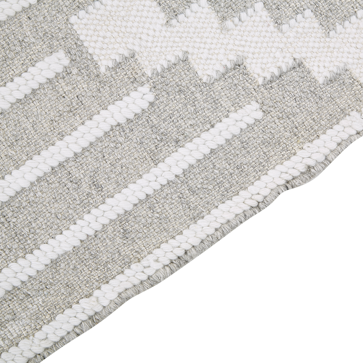 Area Rug Gray White 160 x 230cm Indoor Outdoor Tassels