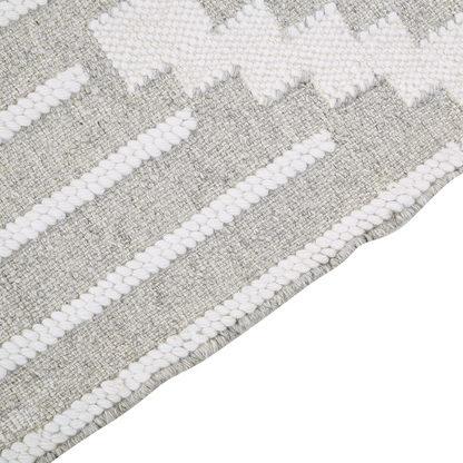 Area Rug Gray White 160 x 230cm Indoor Outdoor Tassels