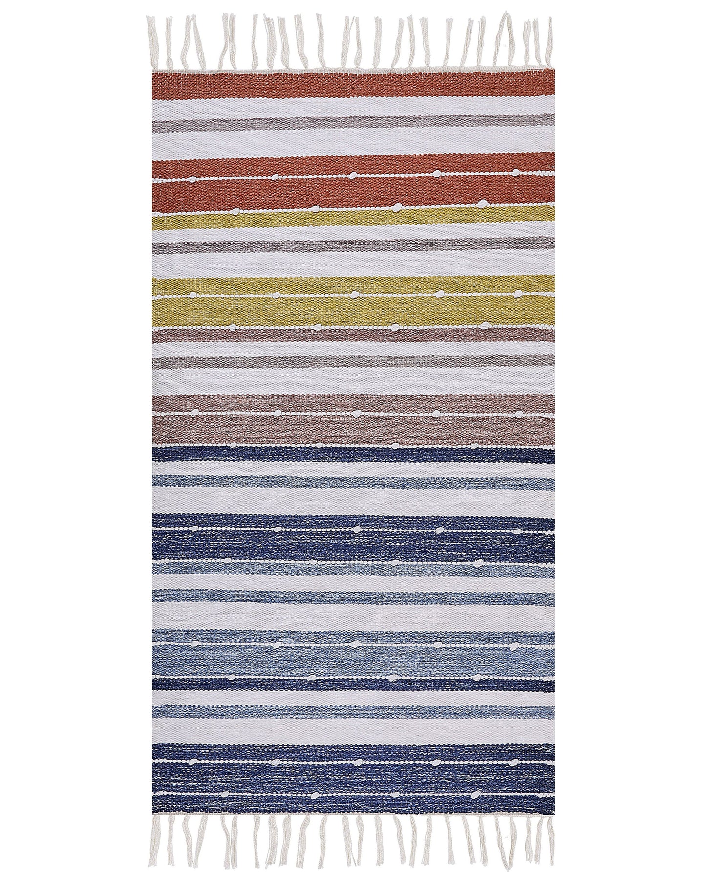 Multicolour Area Rug 80 x 150cm With Decorative Tassels Indoor Outdoor Versatile