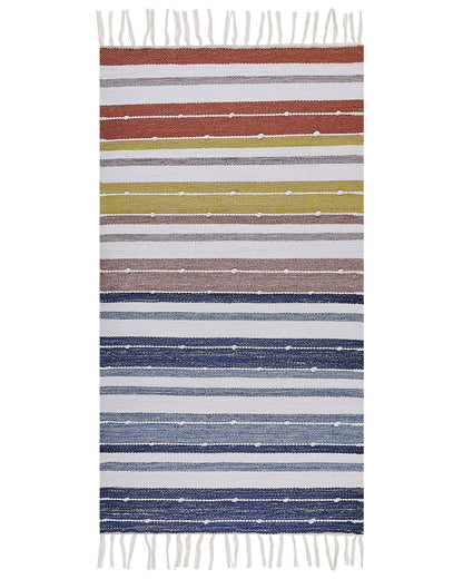 Multicolour Area Rug 80 x 150cm With Decorative Tassels Indoor Outdoor Versatile