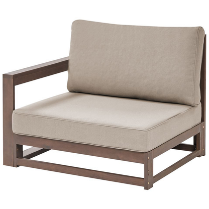 Acacia Wood 5 Seater Corner Sofa Set Dark Brown and Taupe