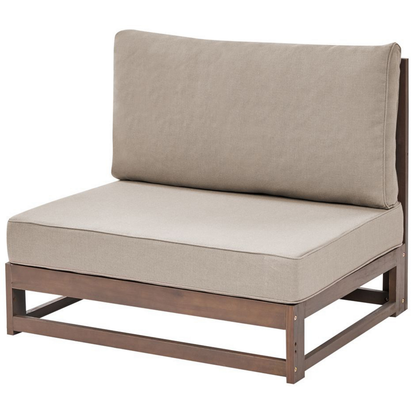 Acacia Wood 5 Seater Corner Sofa Set Dark Brown and Taupe