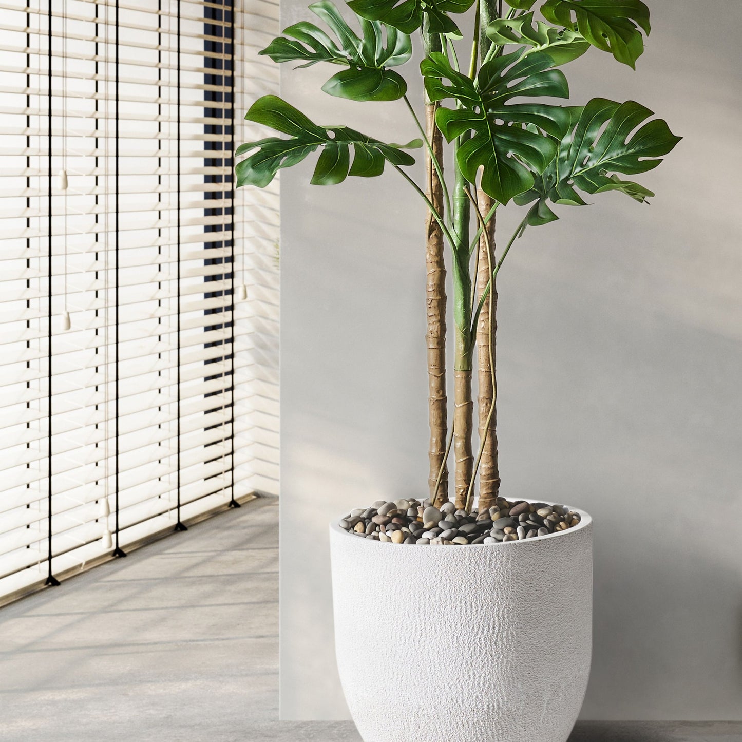 White Fibre Clay Plant Pot Round 46 x 46 x 46cm Weather Resistant