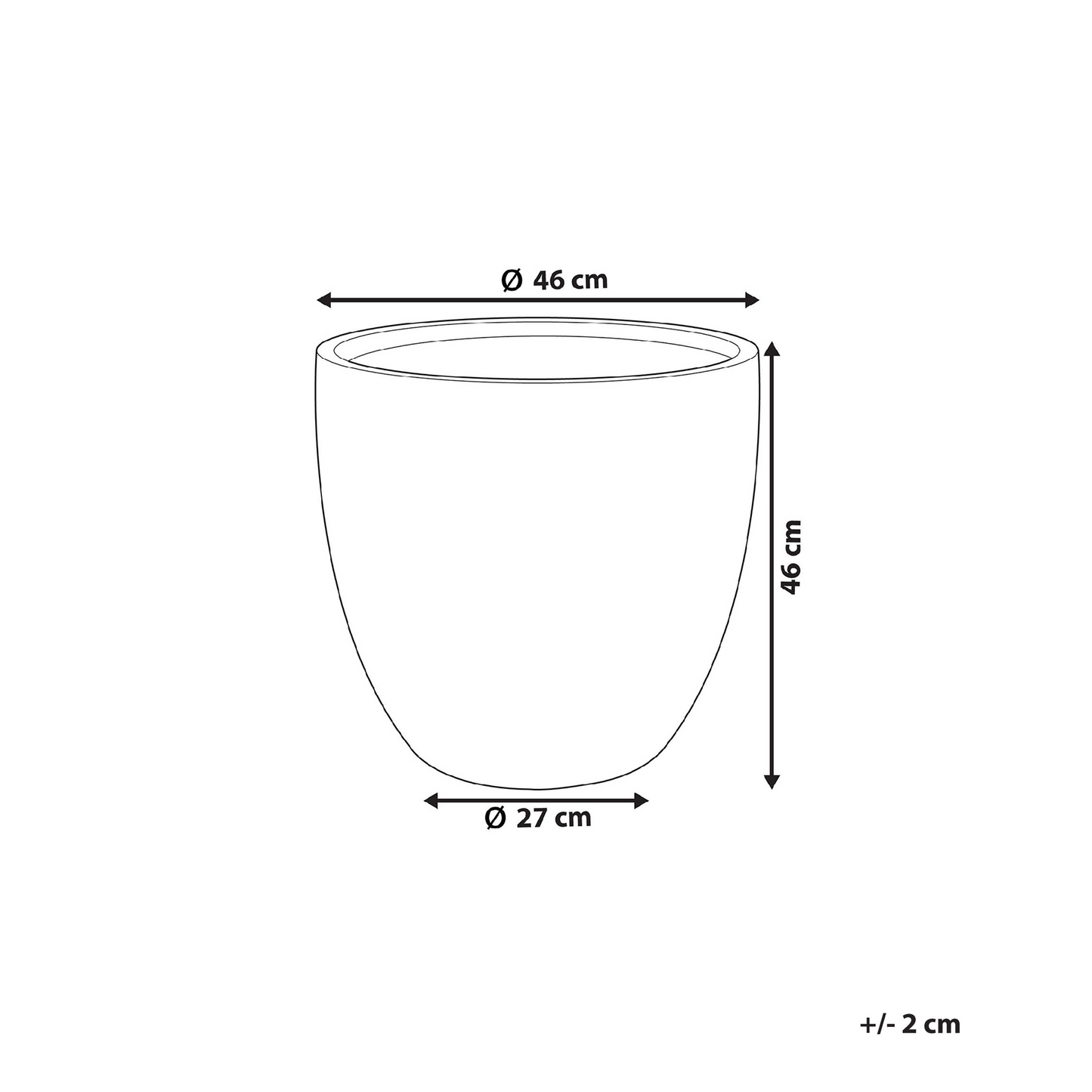 White Fibre Clay Plant Pot Round 46 x 46 x 46cm Weather Resistant