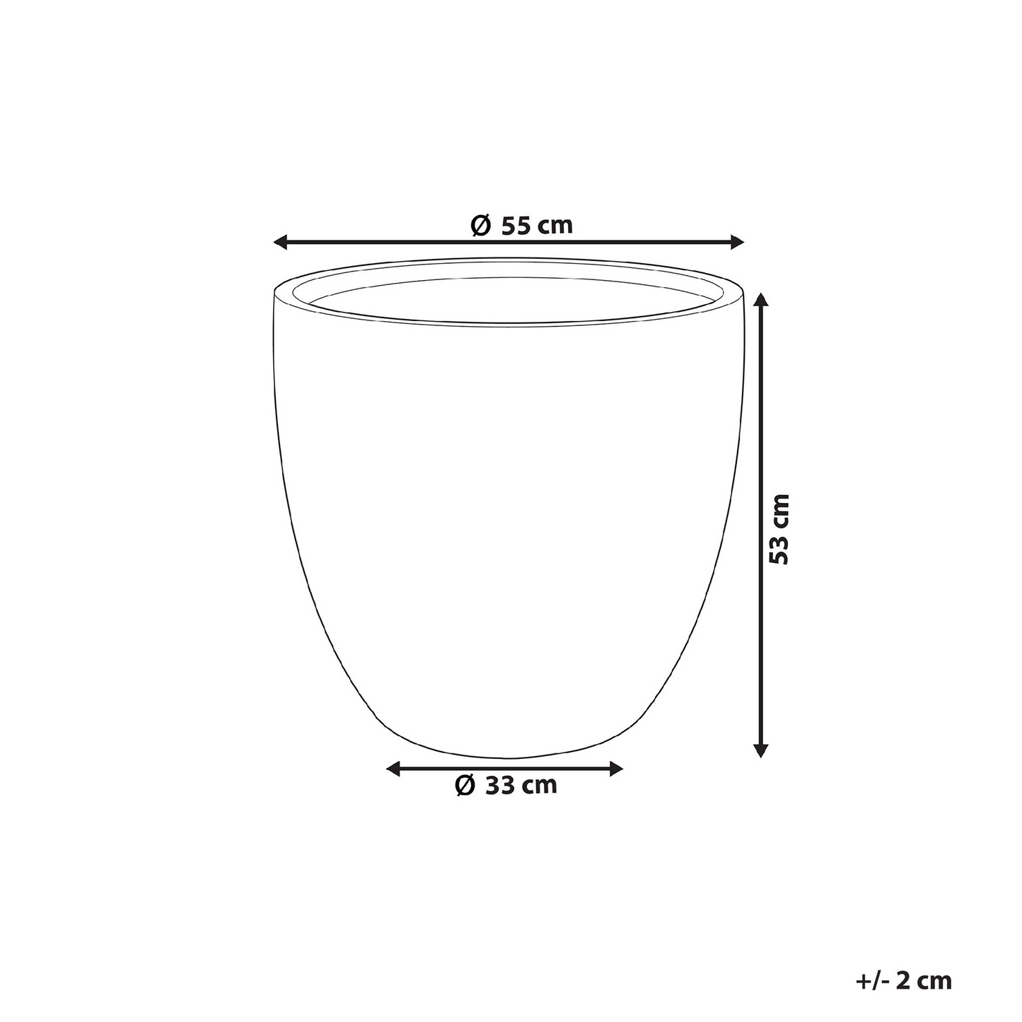 Dark Grey Fibre Clay Plant Pot 55 x 55 x 53cm WeatherResistant