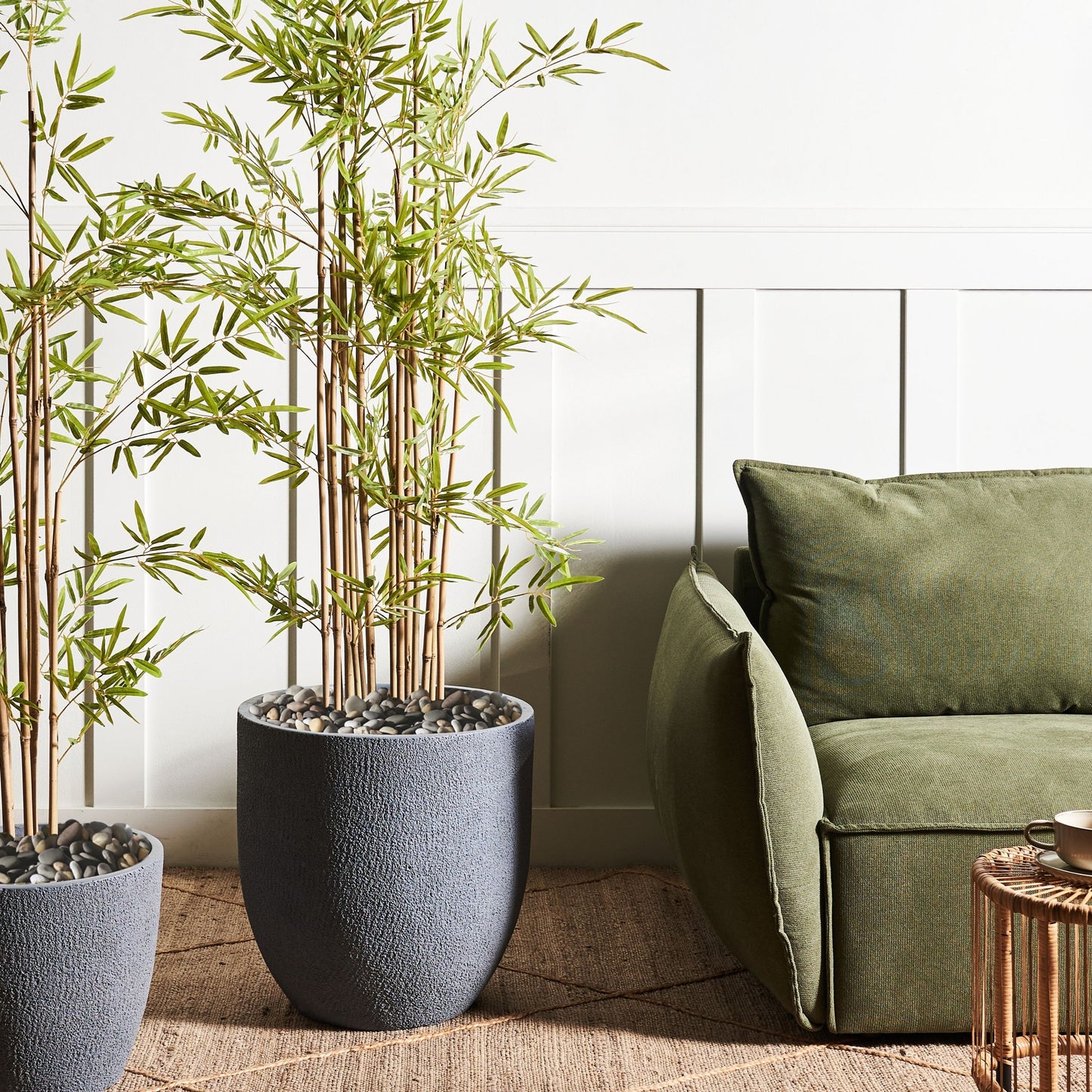 Plant Pot Grey Fibre Clay Round 46cm Weather Resistant