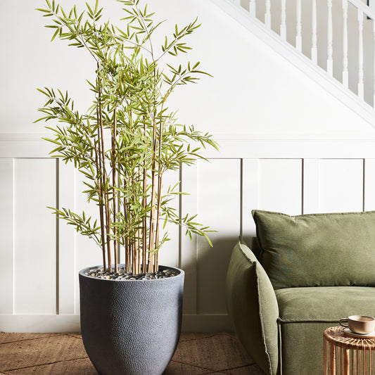 Fibre Clay Round Plant Pot 55cm Grey Weather Resistant