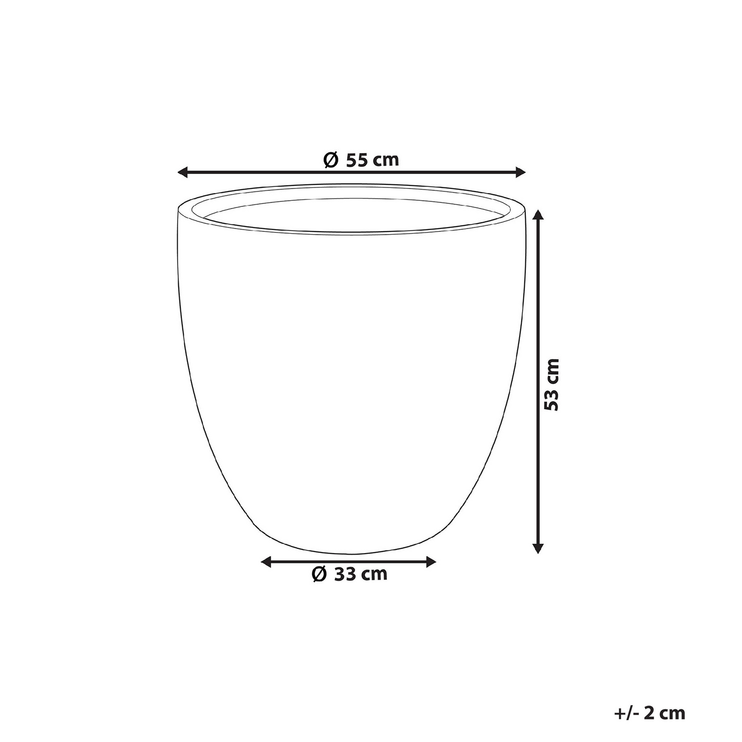 Fibre Clay Round Plant Pot 55cm Grey Weather Resistant