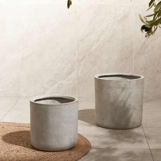 Grey Fibre Clay Round Plant Pot 34 x 34 x 33cm Weatherproof