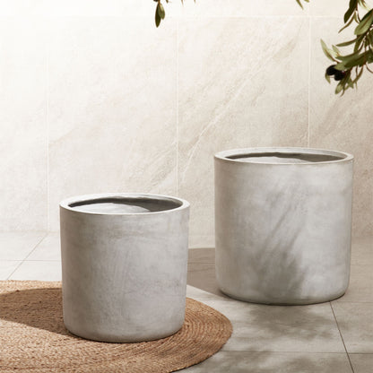 Grey Fibre Clay Round Plant Pot 42cm Weather Resistant