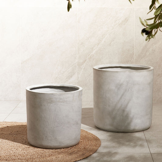 Grey Fibre Clay Round Plant Pot 42cm Weather Resistant