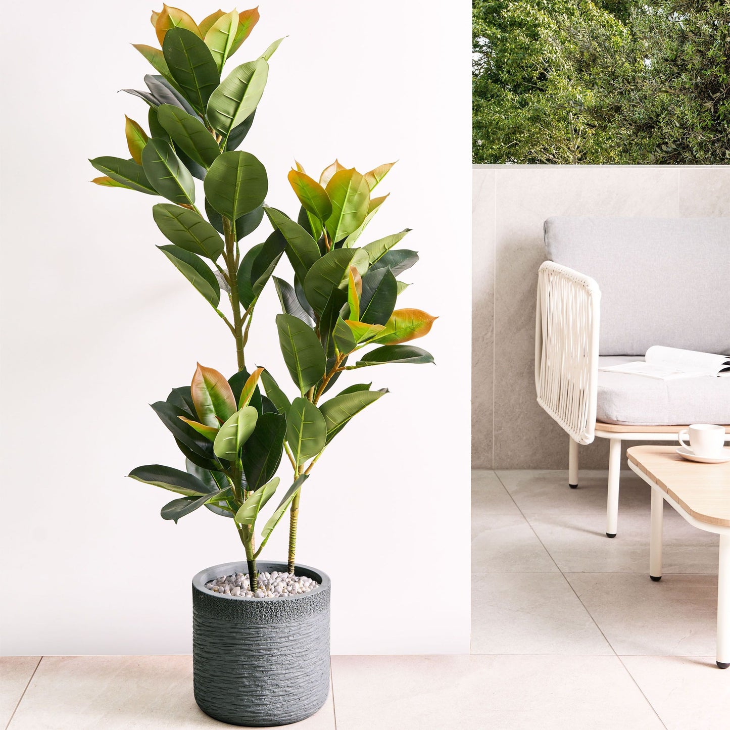 Verdant Plant Pot Grey Fibre Clay Round 26 x 26 x 25cm Weather Resistant