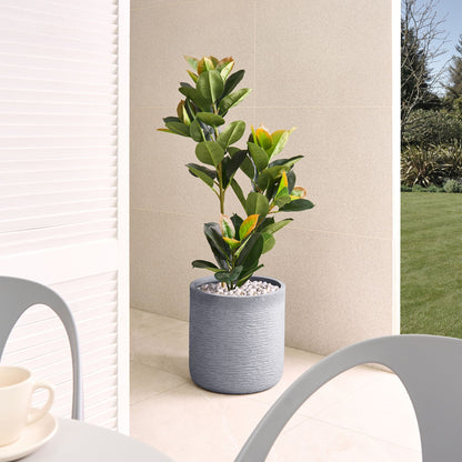Plant Pot Grey Fibre Clay Round 42 x 41cm Weather Resistant