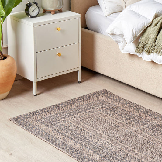 Geometric Jute Area Rug Beige Grey 80 x 150cm
