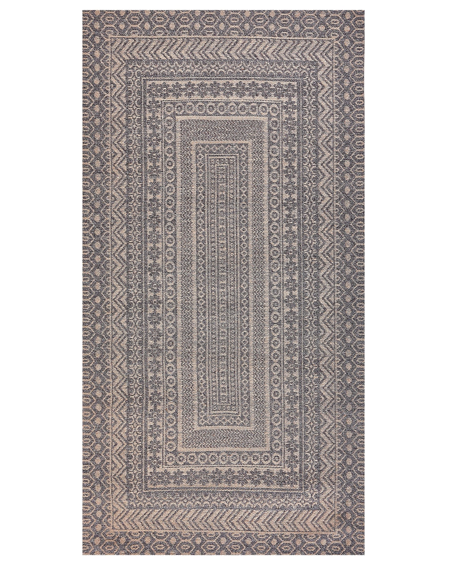Geometric Jute Area Rug Beige Grey 80 x 150cm