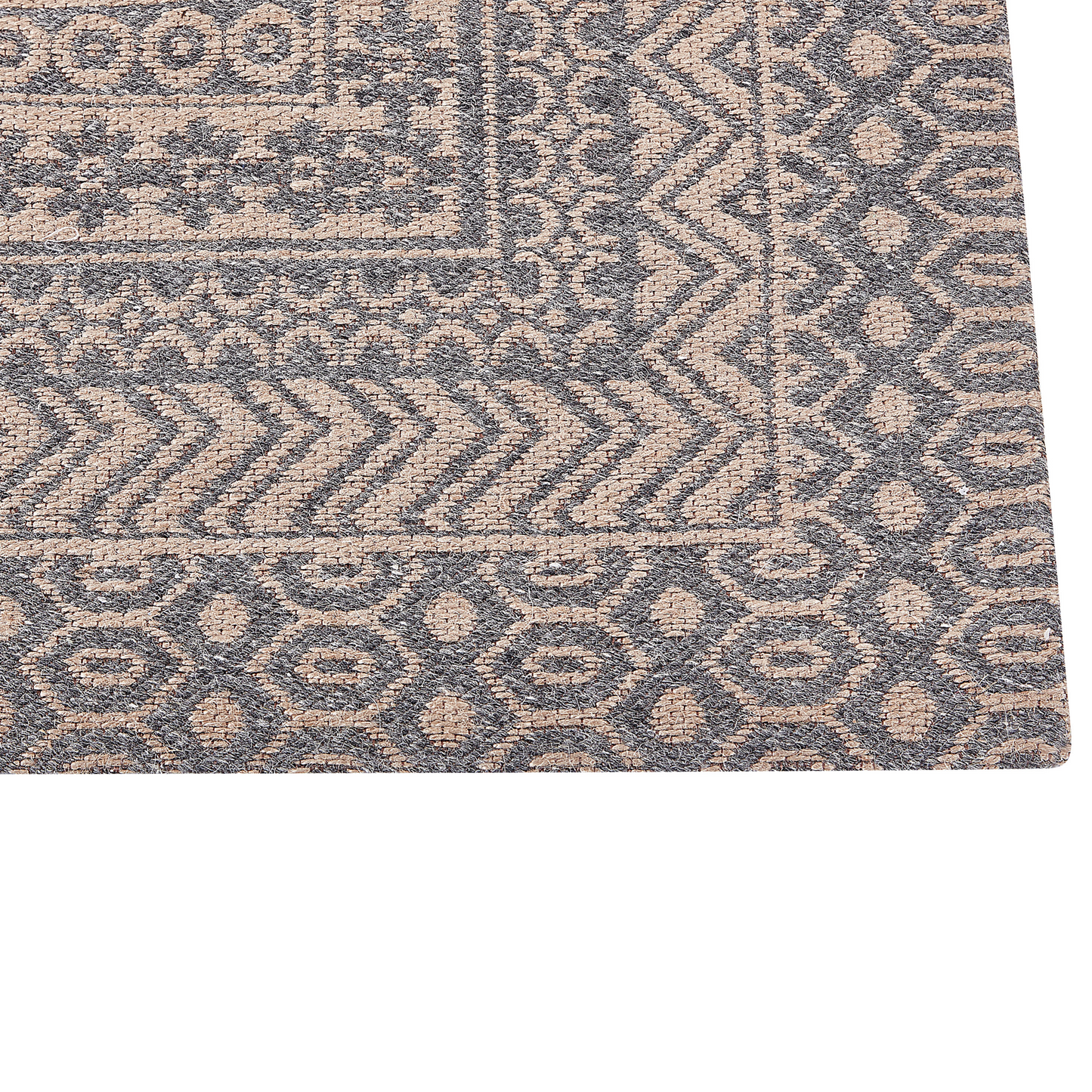 Geometric Jute Area Rug Beige Grey 80 x 150cm