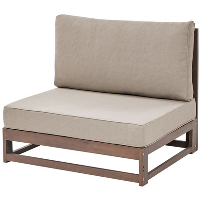 Garden Sofa Set 5 Seater Acacia Wood Dark Brown Coffee Table