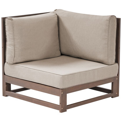 Garden Sofa Set 5 Seater Acacia Wood Dark Brown Coffee Table