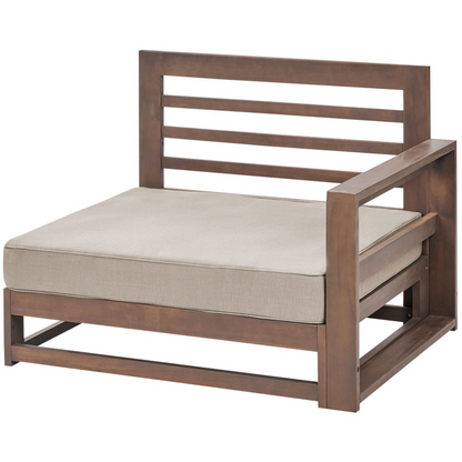 Garden Sofa Set 5 Seater Acacia Wood Dark Brown Coffee Table