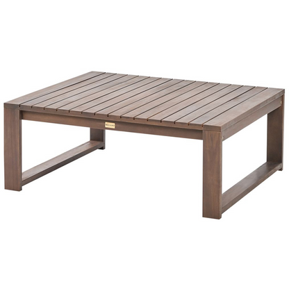 Garden Sofa Set 5 Seater Acacia Wood Dark Brown Coffee Table