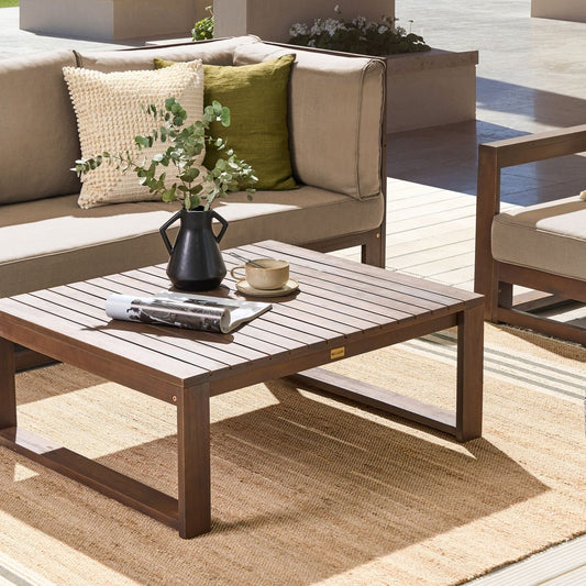 Dark Acacia Wood Coffee Table 90 x 75 Outdoor Modern Design