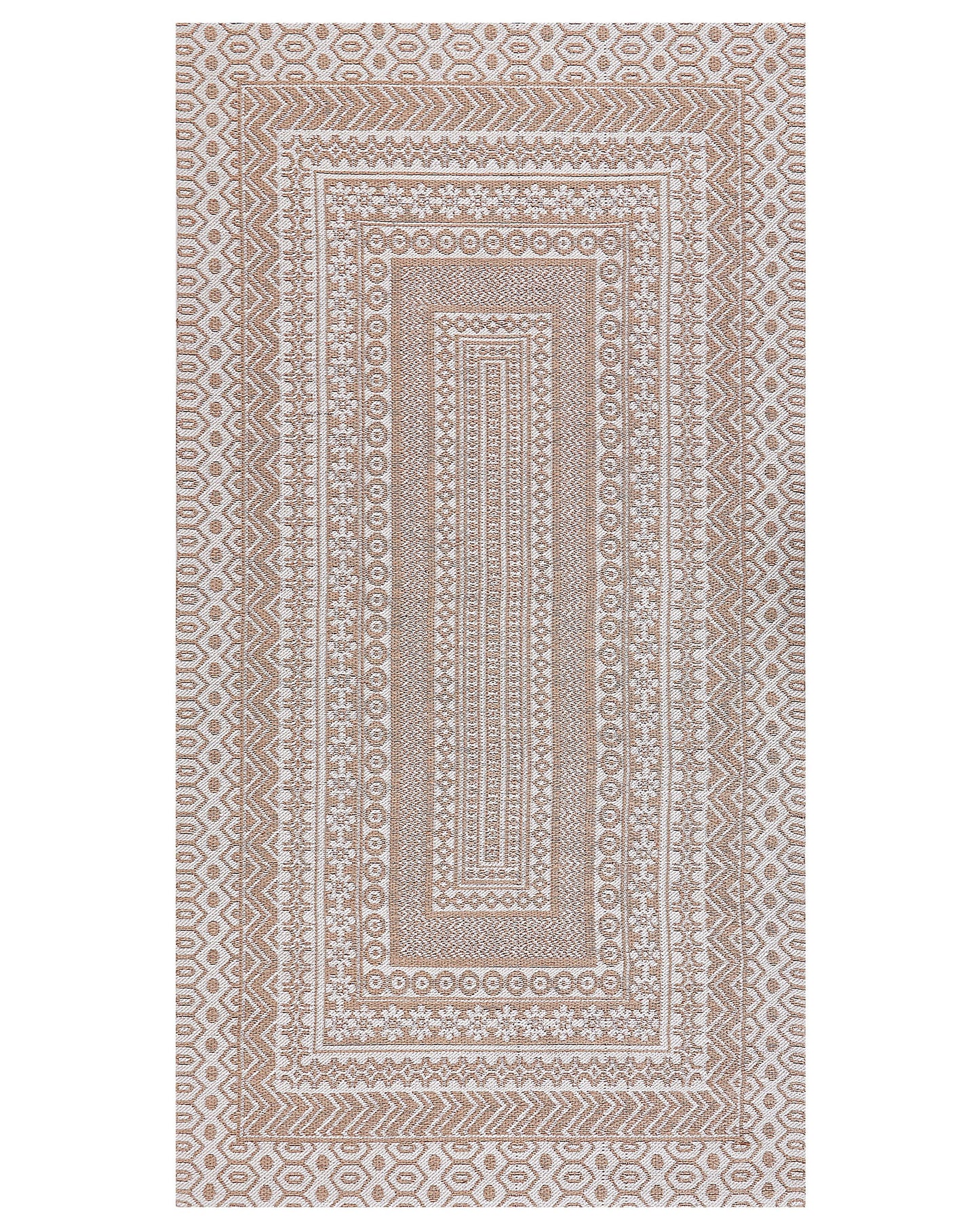 Beige And White Jute Blend Area Rug 80 x 150cm Modern Geometric Pattern For Living Room Soft Underfoot