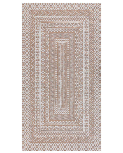 Beige And White Jute Blend Area Rug 80 x 150cm Modern Geometric Pattern For Living Room Soft Underfoot