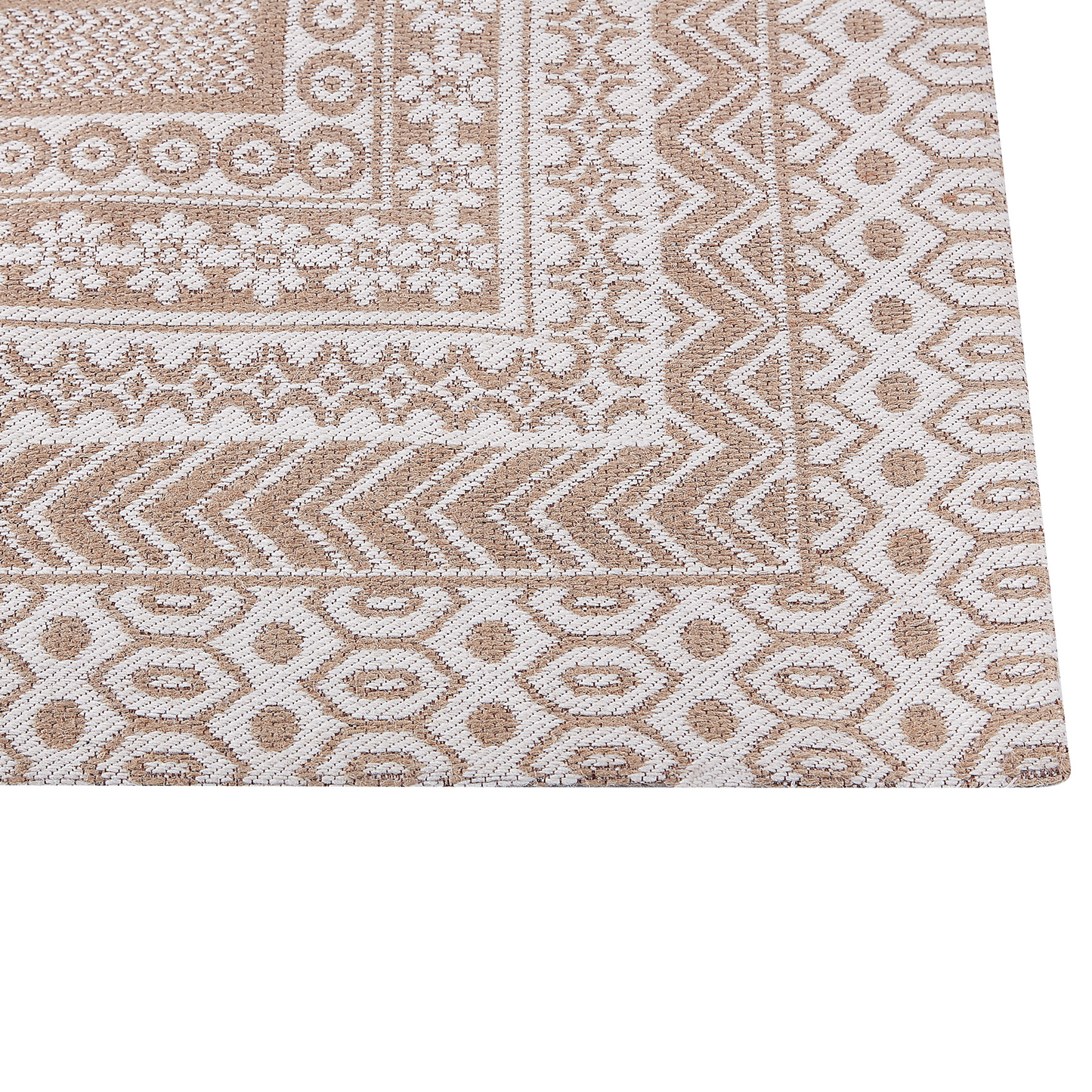 Beige And White Jute Blend Area Rug 80 x 150cm Modern Geometric Pattern For Living Room Soft Underfoot