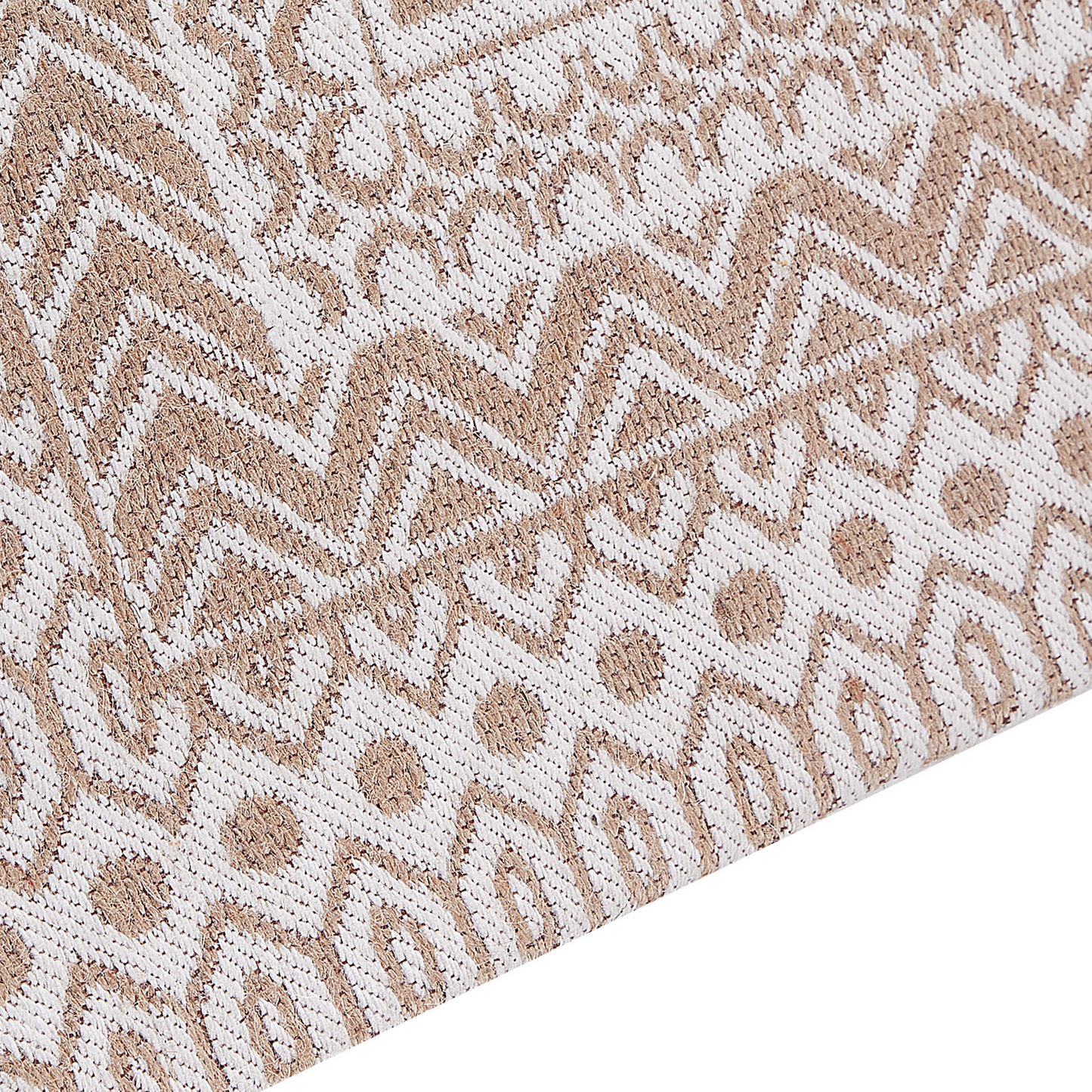 Beige And White Jute Blend Area Rug 80 x 150cm Modern Geometric Pattern For Living Room Soft Underfoot