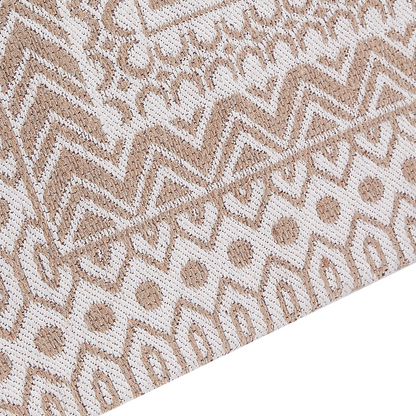 Beige And White Jute Blend Area Rug 80 x 150cm Modern Geometric Pattern For Living Room Soft Underfoot