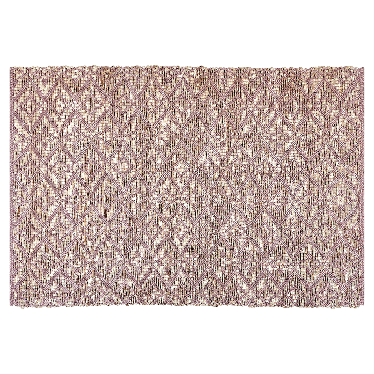 Area Rug Cotton Jute Geometric Pink Beige 140 x 200cm