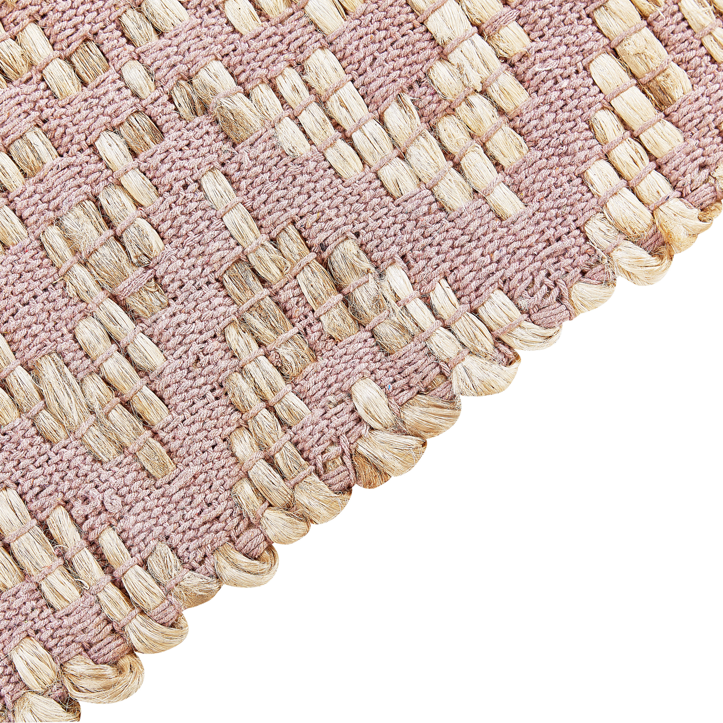 Area Rug Cotton Jute Geometric Pink Beige 140 x 200cm