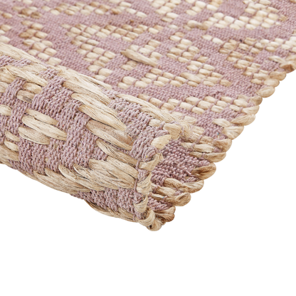 Area Rug Cotton Jute Geometric Pink Beige 140 x 200cm
