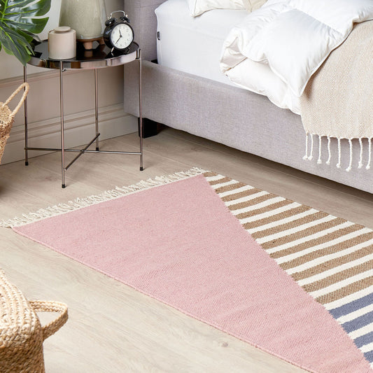 Multicolour Wool Jute Area Rug 80 x 150 Handwoven Tassels