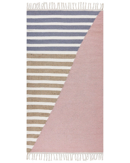 Multicolour Wool Jute Area Rug 80 x 150 Handwoven Tassels