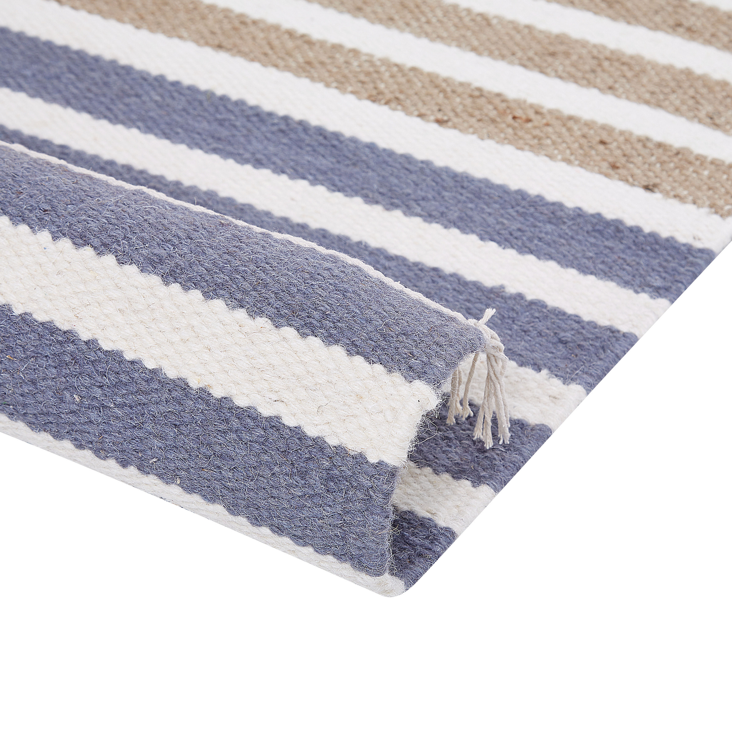 Multicolour Wool Jute Area Rug 80 x 150 Handwoven Tassels