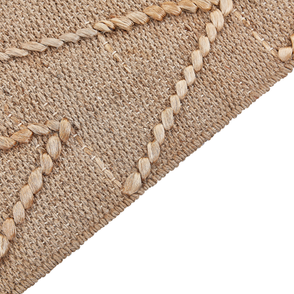 Beige Jute Cotton Area Rug 80 x 150cm Handwoven Geometric