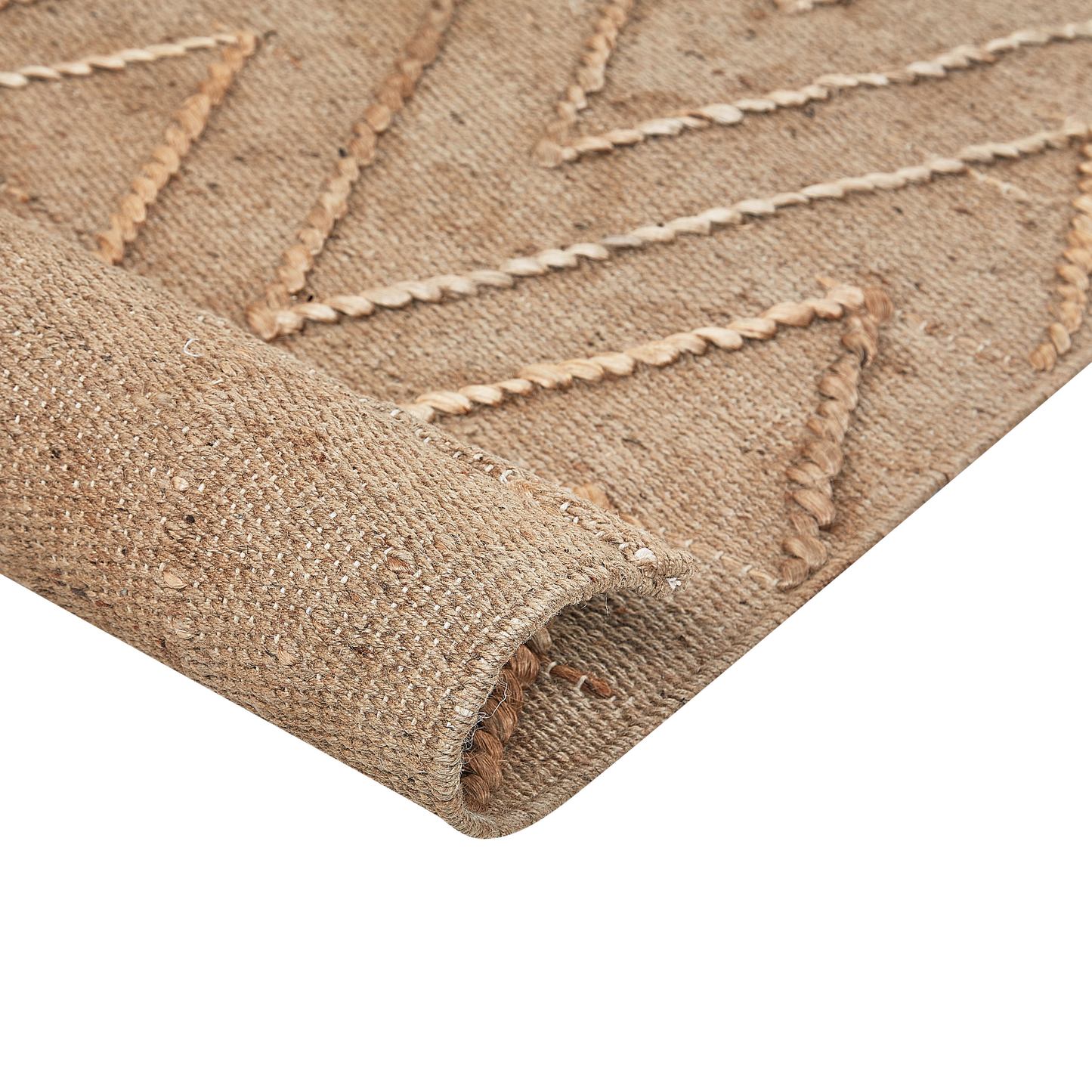 Beige Jute Cotton Area Rug 80 x 150cm Handwoven Geometric