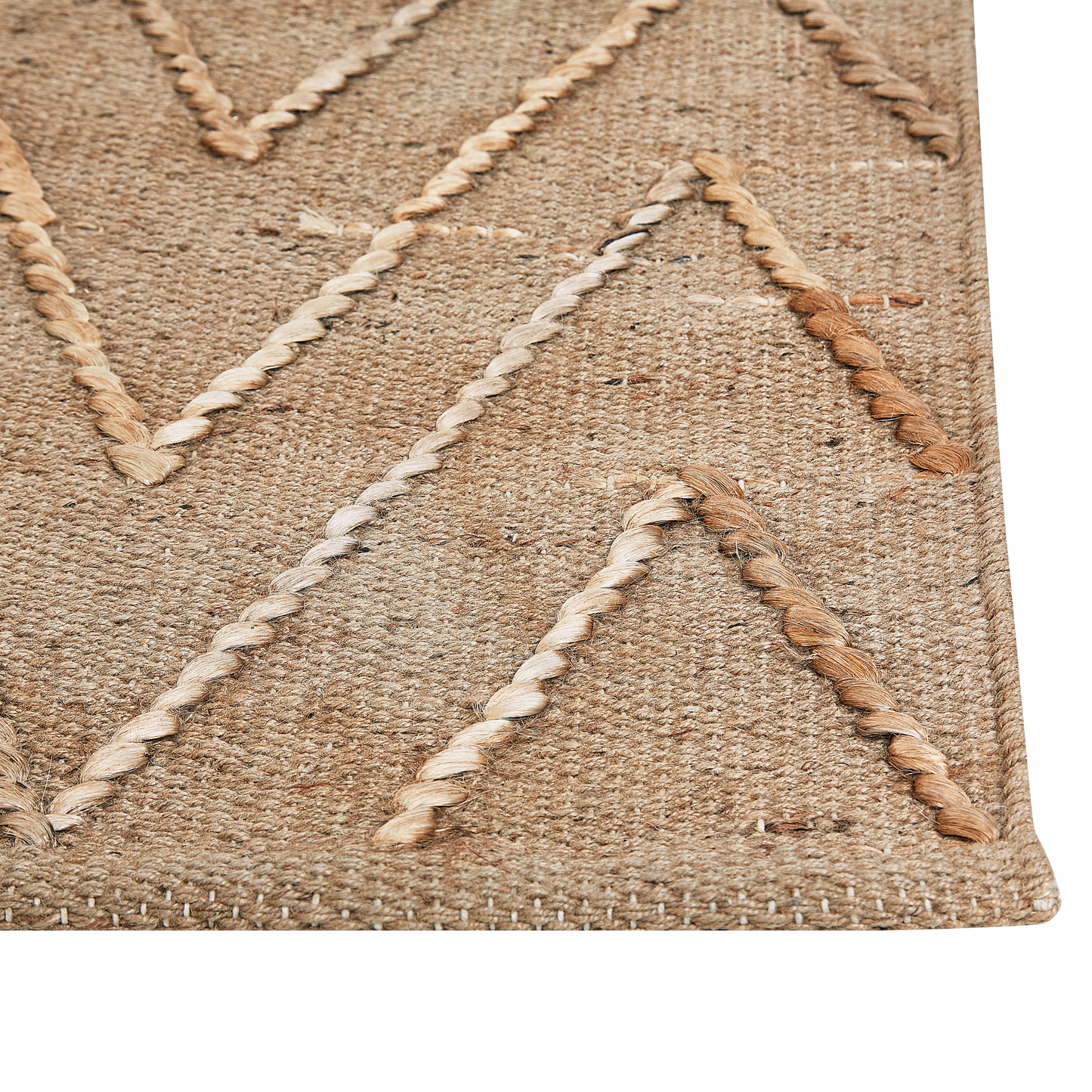 Beige Jute Cotton Area Rug 80 x 150cm Handwoven Geometric