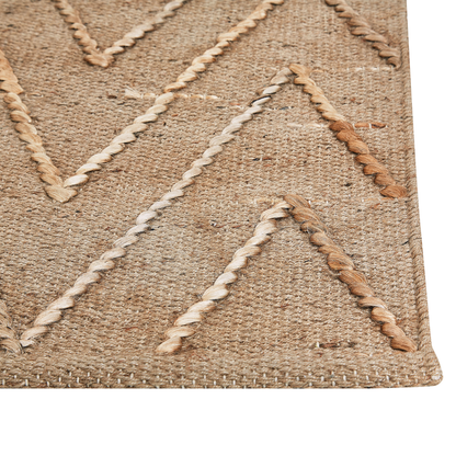 Beige Jute Cotton Area Rug 80 x 150cm Handwoven Geometric
