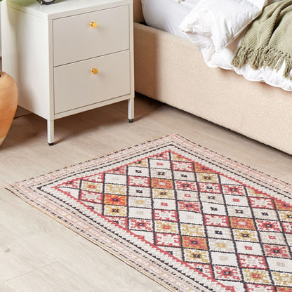 Area Rug Multicolour Cotton 80 By 150cm Modern Geometric Pattern Soft Floor Decor