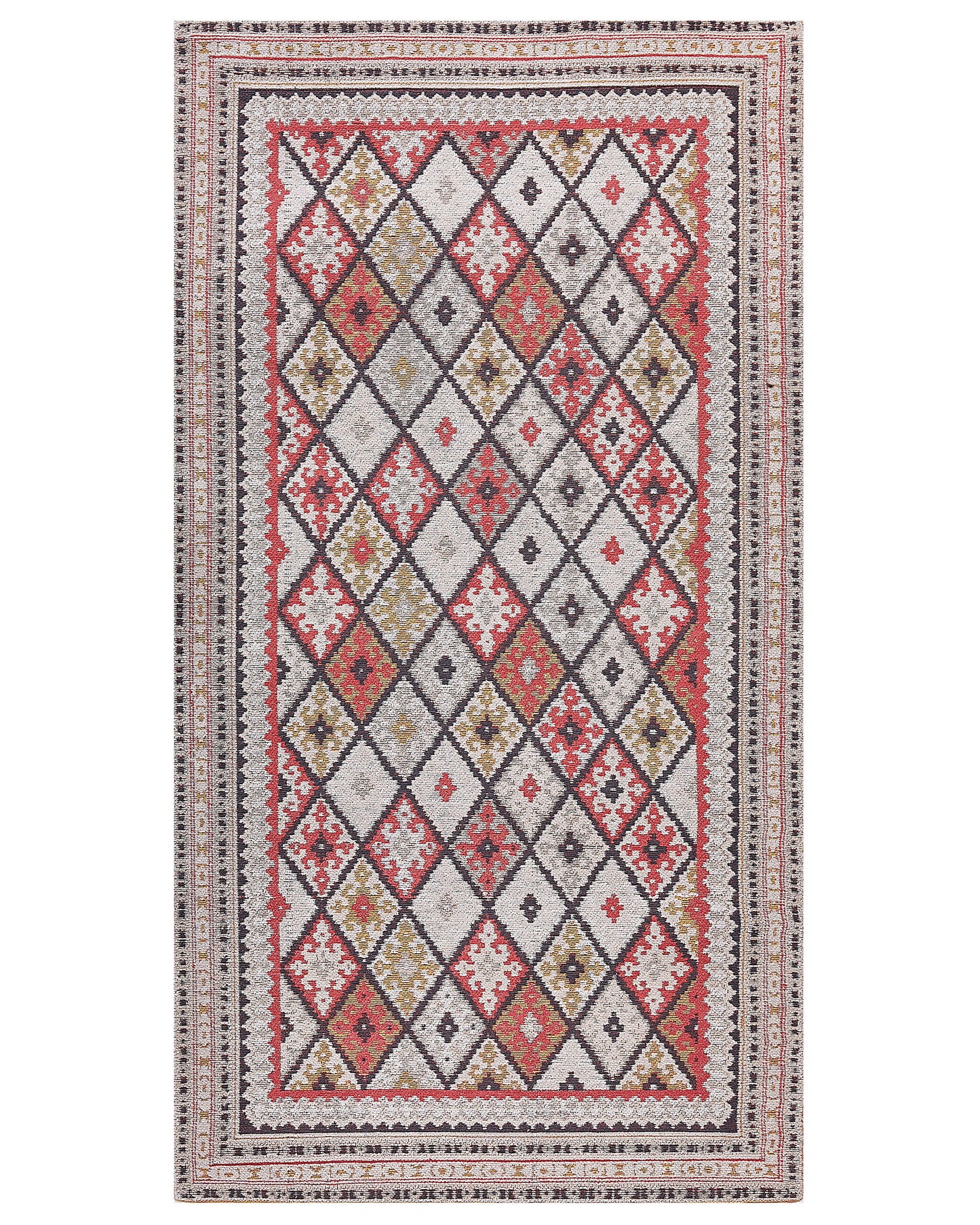 Area Rug Multicolour Cotton 80 By 150cm Modern Geometric Pattern Soft Floor Decor