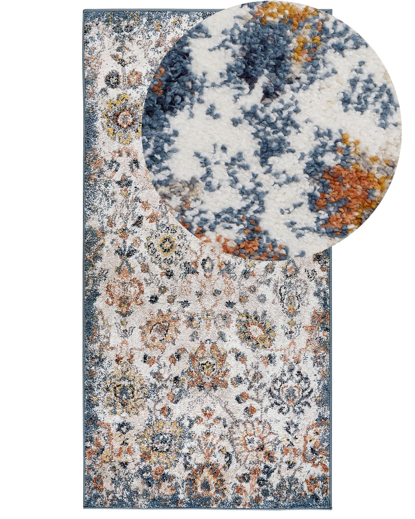 Multicolour Oriental Area Rug 80 x 150cm Jute Backing Vintage Traditional Living Room