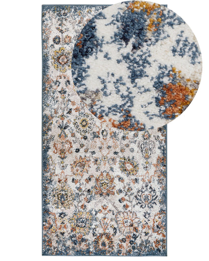 Multicolour Oriental Area Rug 80 x 150cm Jute Backing Vintage Traditional Living Room