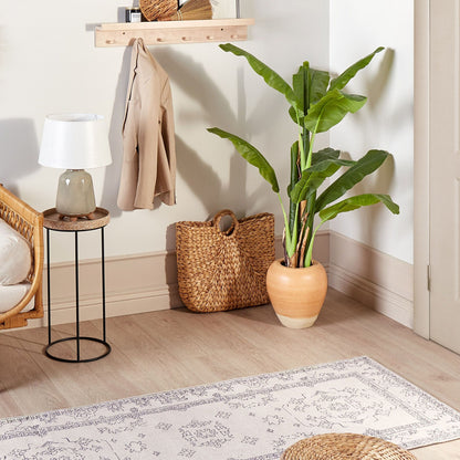 Runner Rug Beige 80 x 300cm Geometric Hallway Carpet