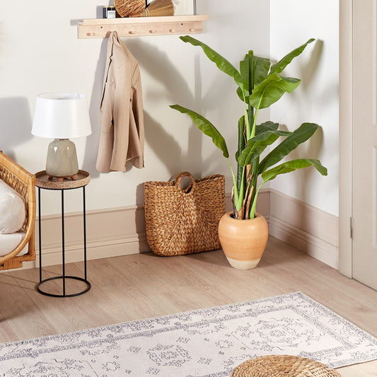 Runner Rug Beige 80 x 300cm Geometric Hallway Carpet