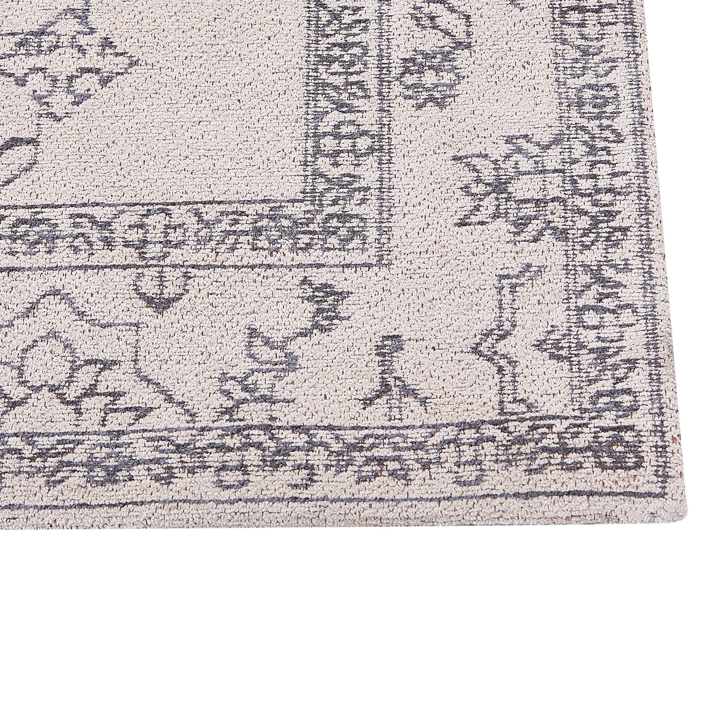 Runner Rug Beige 80 x 300cm Geometric Hallway Carpet
